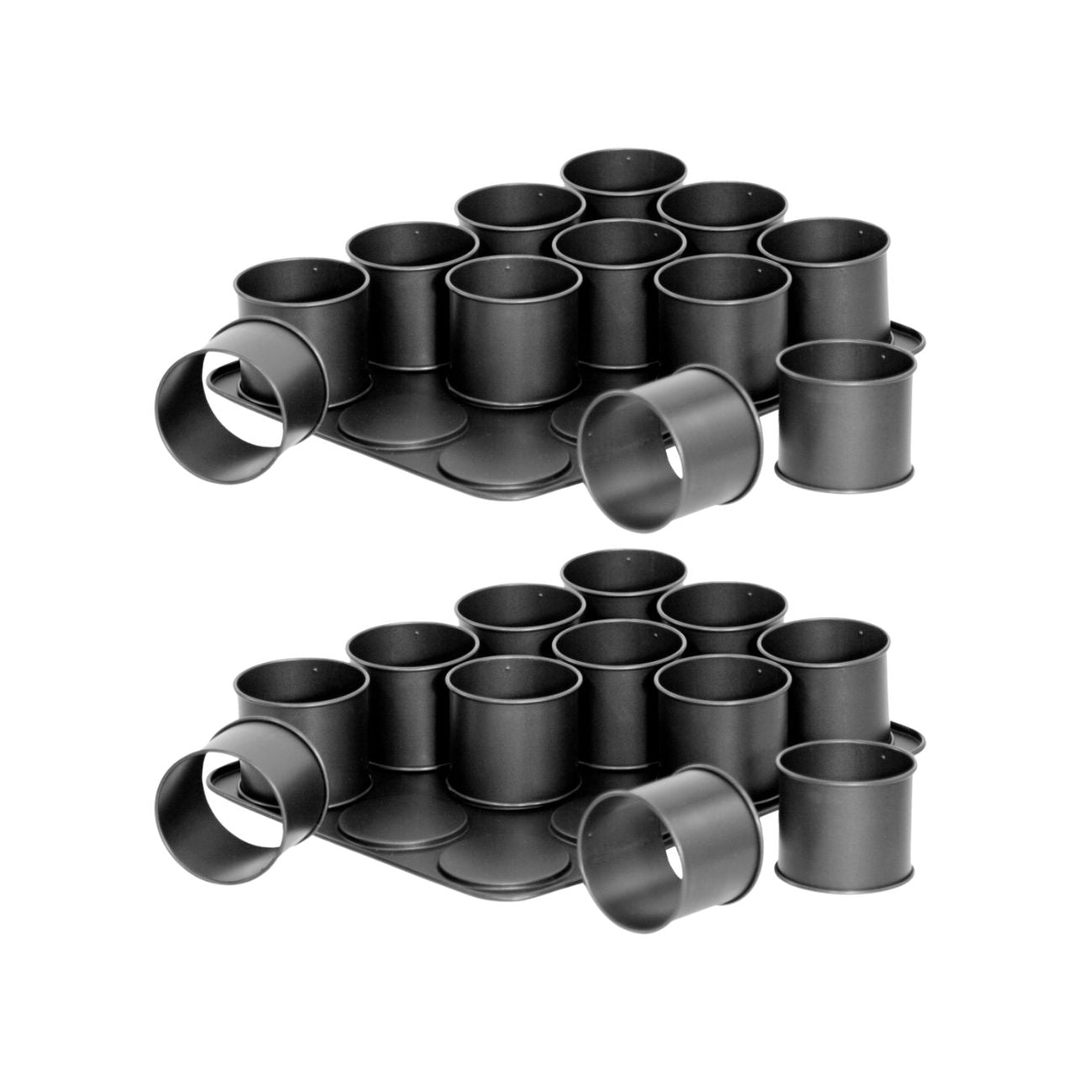 Ensemble de 2 Plaques pâtisserie 12 mini Moules ronds amovibles 38 x 30 cm Zenker Black Metallic Zenker - Mathon - 1