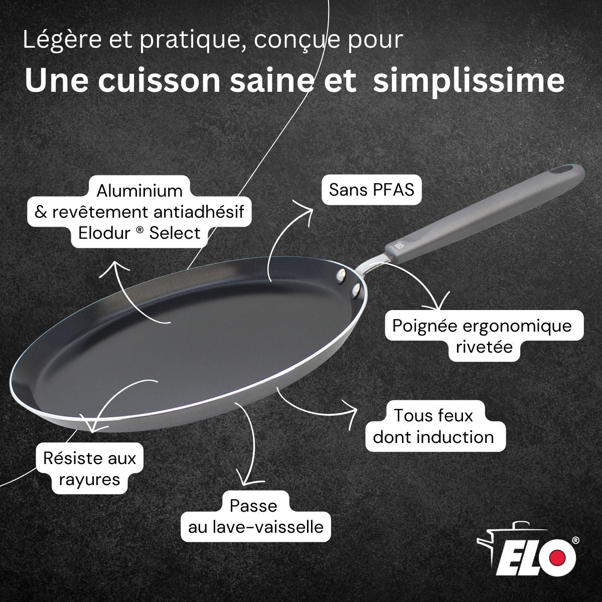 Poêle à crêpes 26 cm antiadhésive sans PFAS  Ducato Elo - Mathon - 6