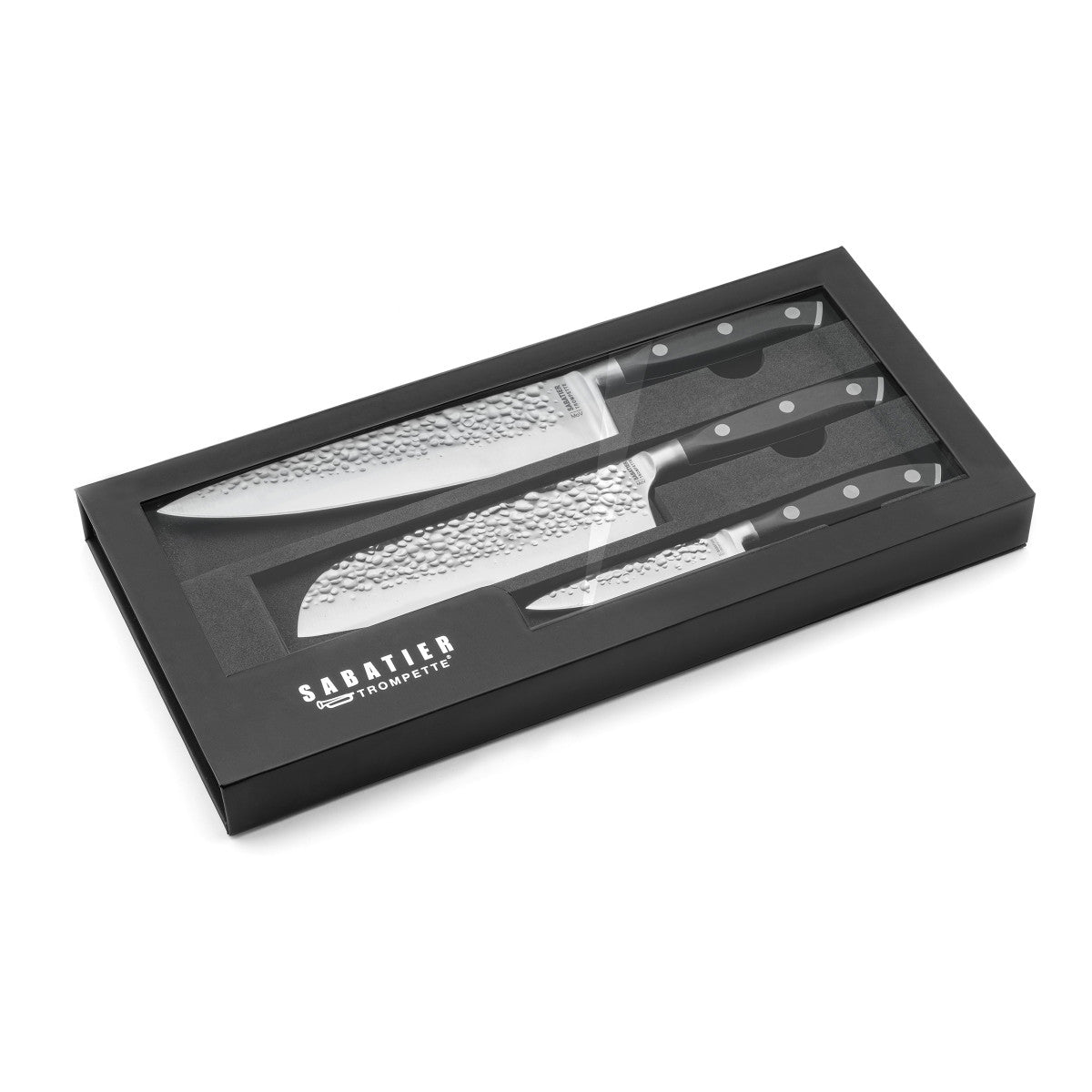 Carbon - Coffret magnet avec 3 couteaux de cuisine Sabatier Trompette - Mathon - 1