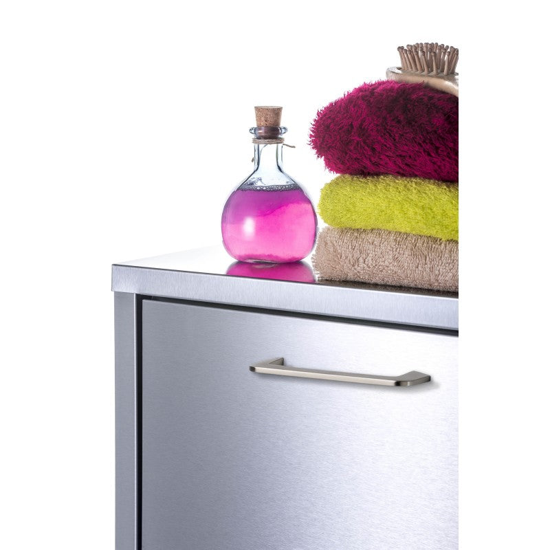 Panier à linge en acier inoxydable avec 2 compartiments à basculement, sur roues, tango Don Hierro - Mathon - 5