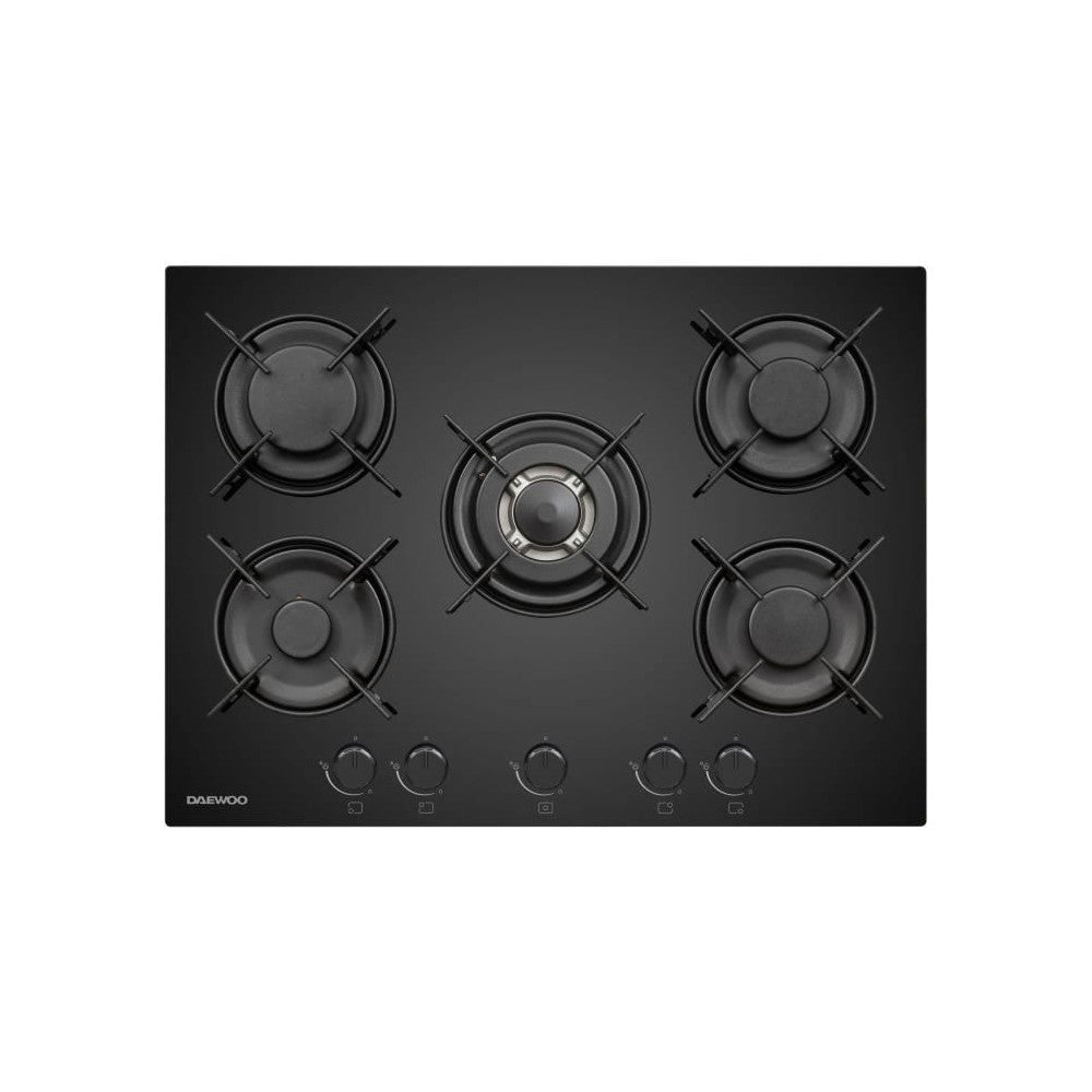 Plaque De Cuisson A Gaz -   - 5 Foyers - 70 Cm - Bh7gkf51bnm - Noir Daewoo - Mathon