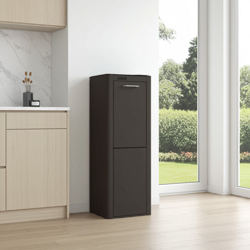 Poubelle cuisine de tri sélectif CUBEK, 2 compartiments de 20 litres, Noir Don Hierro - Mathon - 2