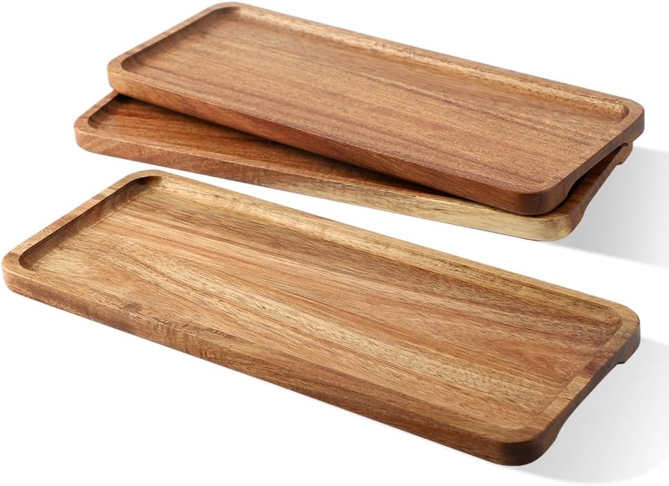 Lot de 3 plateaux en bois d’acacia – 30 × 12 cm Vendos85 - Mathon