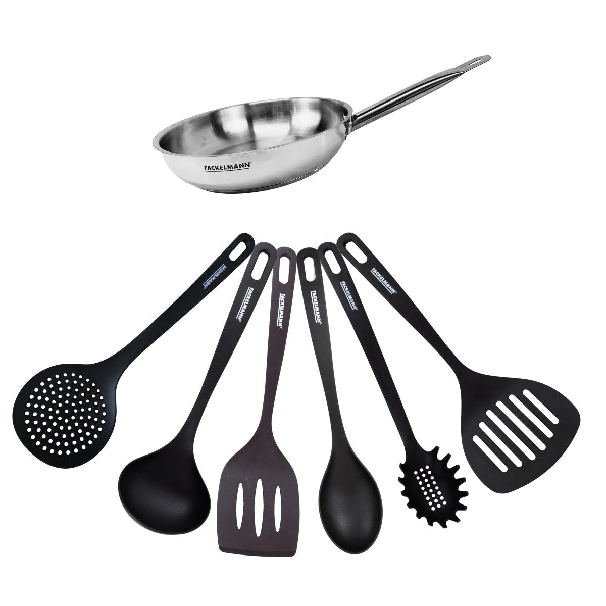 Set de 1 poêle 20 cm en inox et 6 ustensiles  Eterna Fackelmann - Mathon - 1