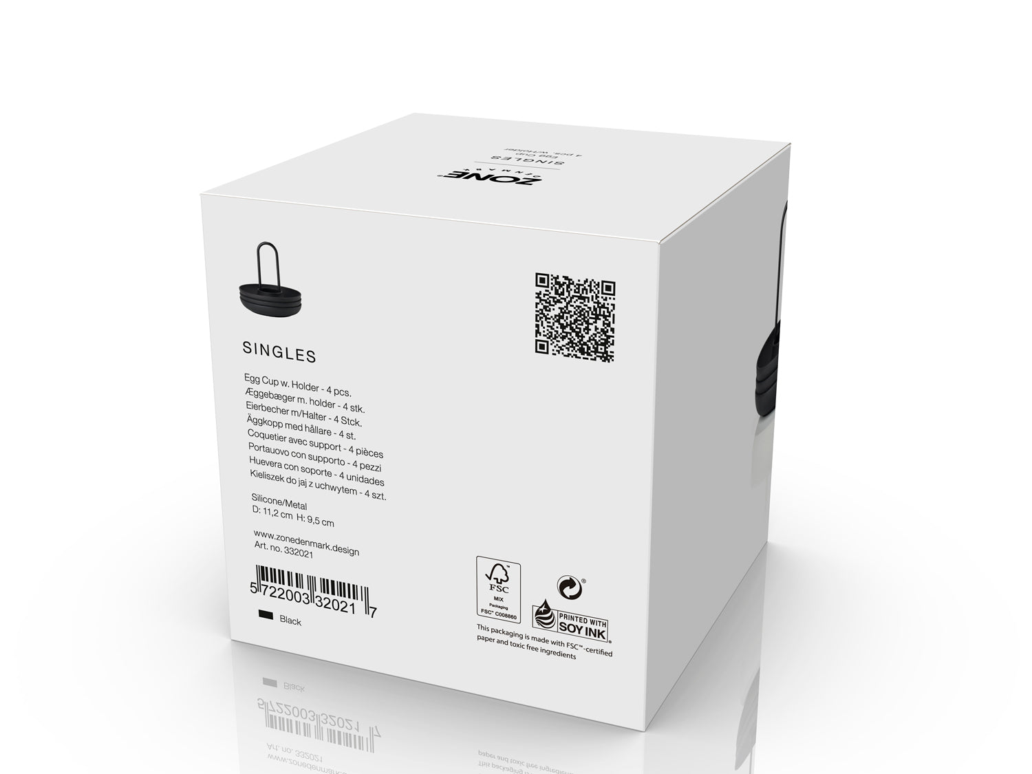Set de 4 coquetiers avec support SINGLES en silicone Noir Zone Denmark - Mathon - 3