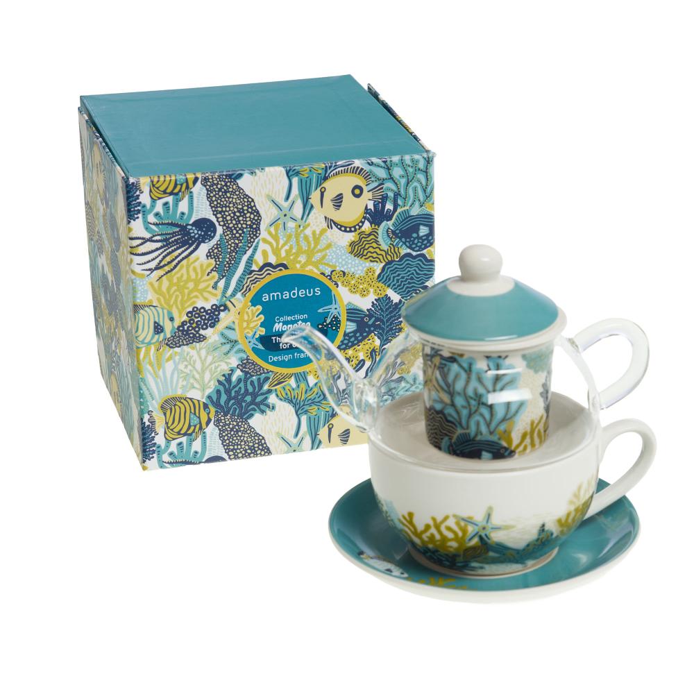 Coffret théière égoïste en Manatea en verre et en porcelaine Amadeus - Mathon - 1