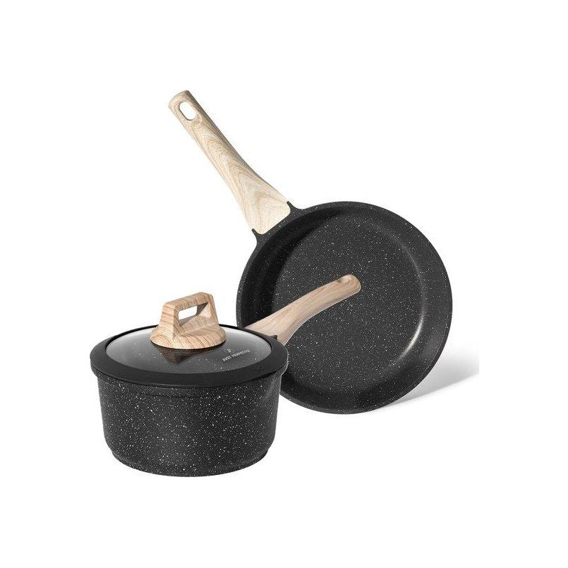 Pack poêle 24 cm avec casserole et couvercle 20 cm noir - Tous feux dont induction Just perfecto JL-43 Just Perfecto - Mathon