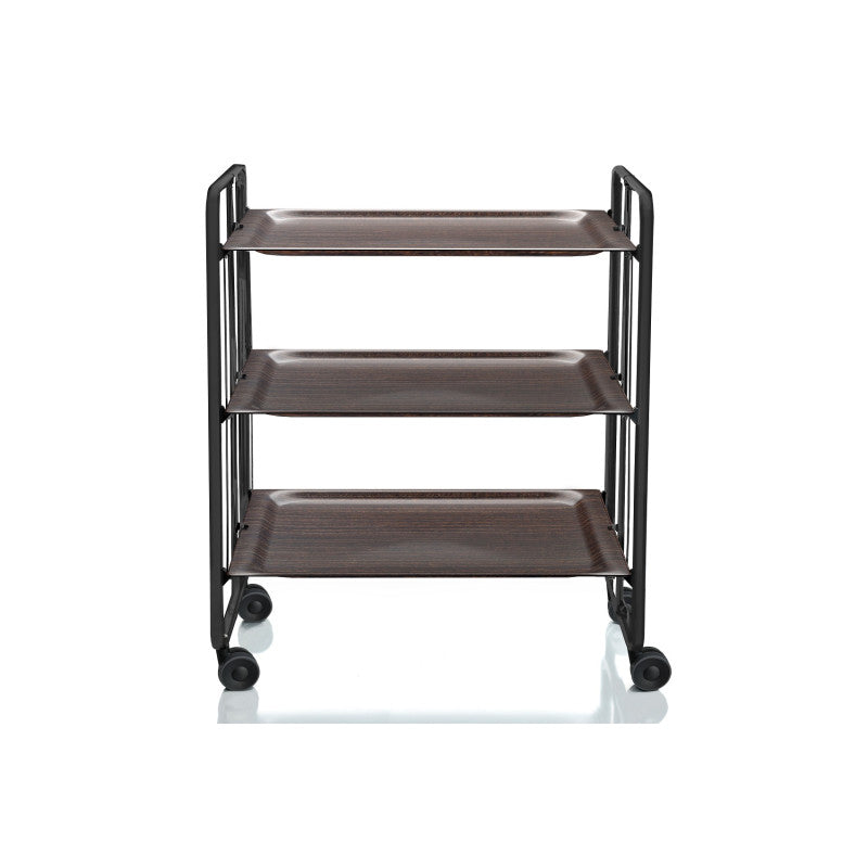 Desserte pliante 3 niveaux avec roulettes – structure noire, bauhaus Don Hierro - Mathon - 1