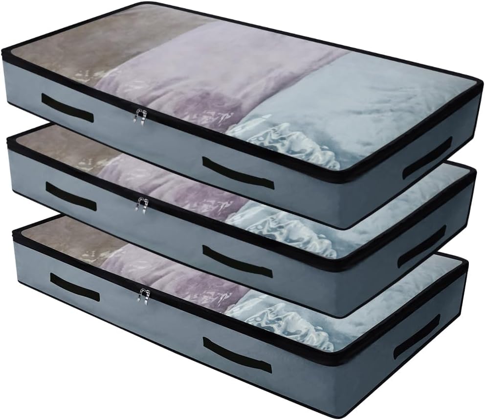 Set de 3 sacs de rangement pliables sous le lit Gris Foncé Vendos85 - Mathon