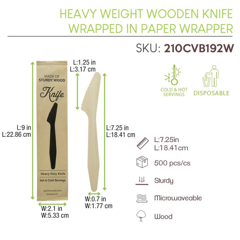 50Pcs - Hercule Couteau bois emballé individuellement   H185mm FirstPack - Mathon - 4
