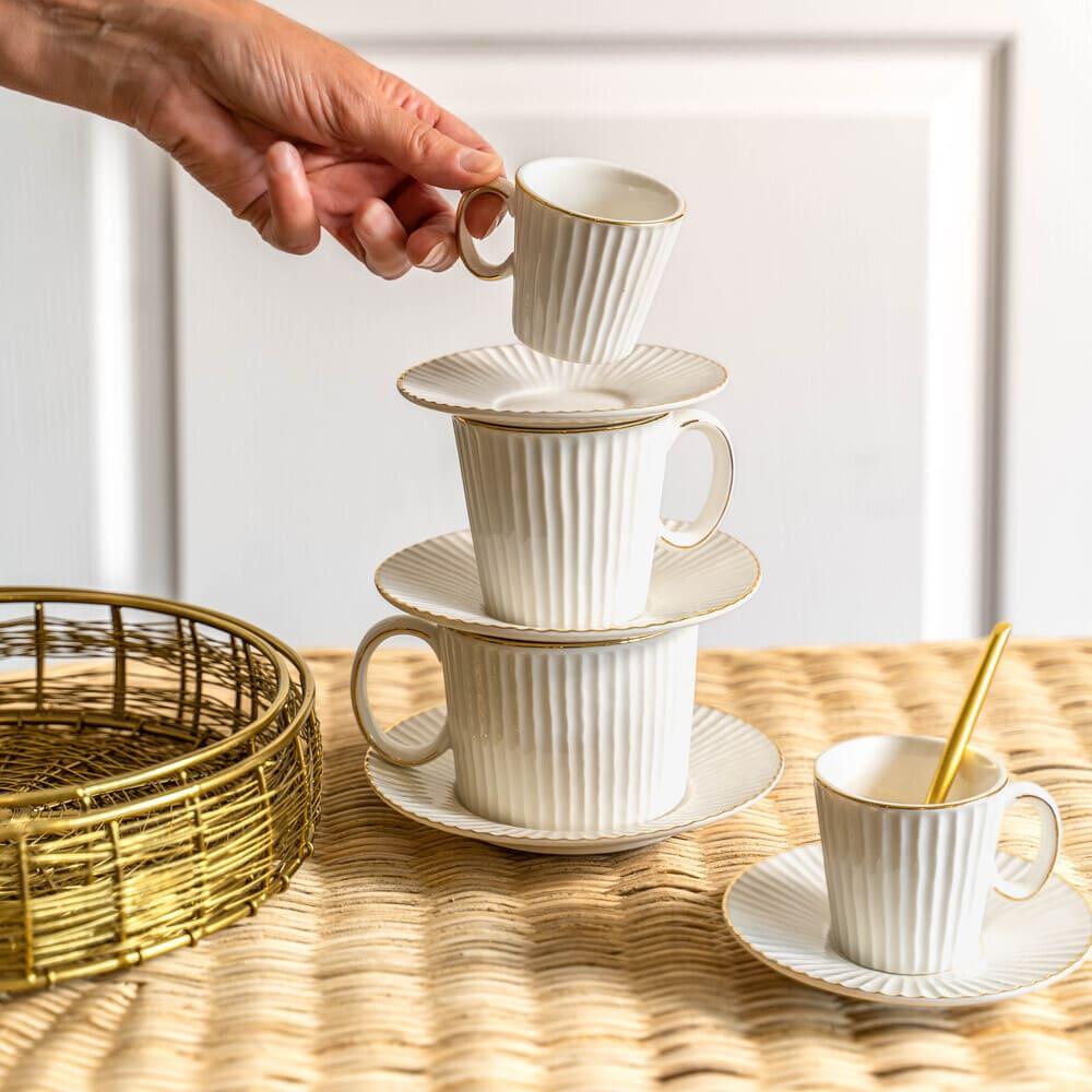 Coffret de 4 tasses à thé avec sous tasses Pure 22 cl Table passion - Mathon - 3