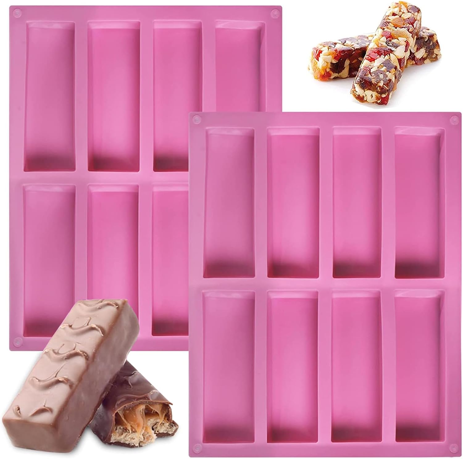 Lot de 2 moules en silicone pour barre de céréales, barres de chocolat, rose, 27 x 21,5 cm Vendos85 - Mathon