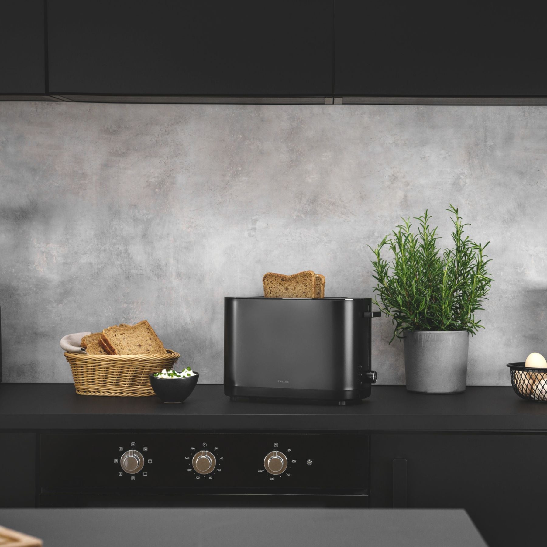 Grille-pain Grille permettant de réchauffer des petits-pains, 2 fentes tranches longues, Noir mat Zwilling - Mathon - 2