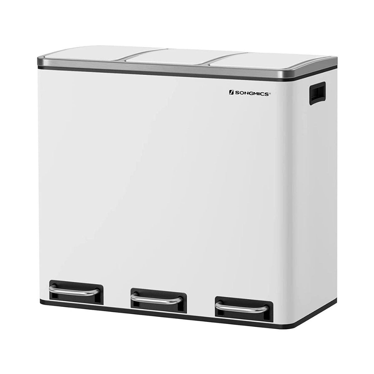 Poubelle de tri 3 bacs de 18L blanche à pédale Calicosy - Mathon - 1