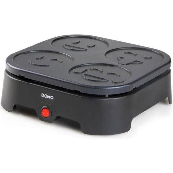 Crepiere Electrique  Domo - 4 Crepes - Motifs Emoji - Revetement Anti- Domo - Mathon - 1