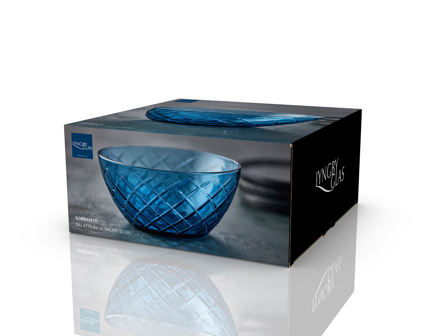 Saladier SORRENTO en verre Bleu Lyngby Glas - Mathon - 3