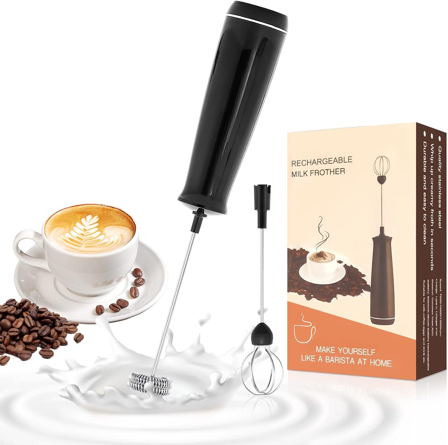 Mousseur à Lait Électrique Rechargeable USB C noir Vendos85 - Mathon