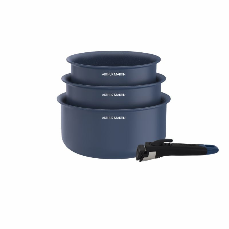 Set de 3 casseroles 16-18-20 cm poignée amovible Bleu Arthur Martin AM0320 Arthur Martin - Mathon - 2