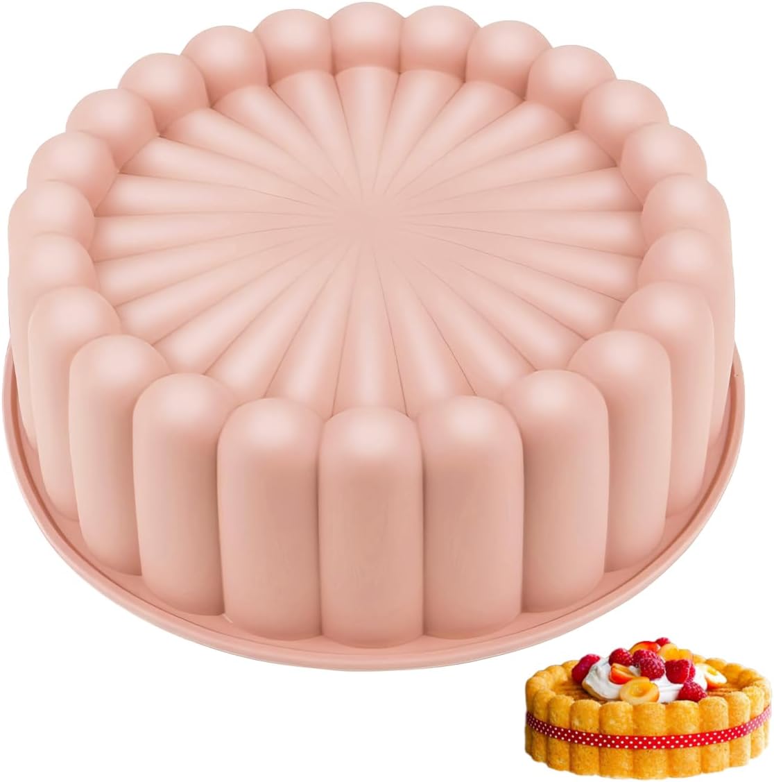 Moule Gateau Silicone de 20cm Rond rose Vendos85 - Mathon