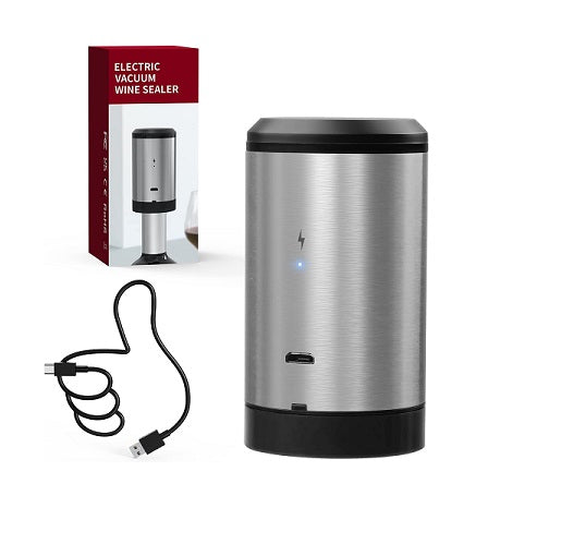 Bouchon de Vin Électrique pour Bouteilles de Vin argent noir Vendos85 - Mathon