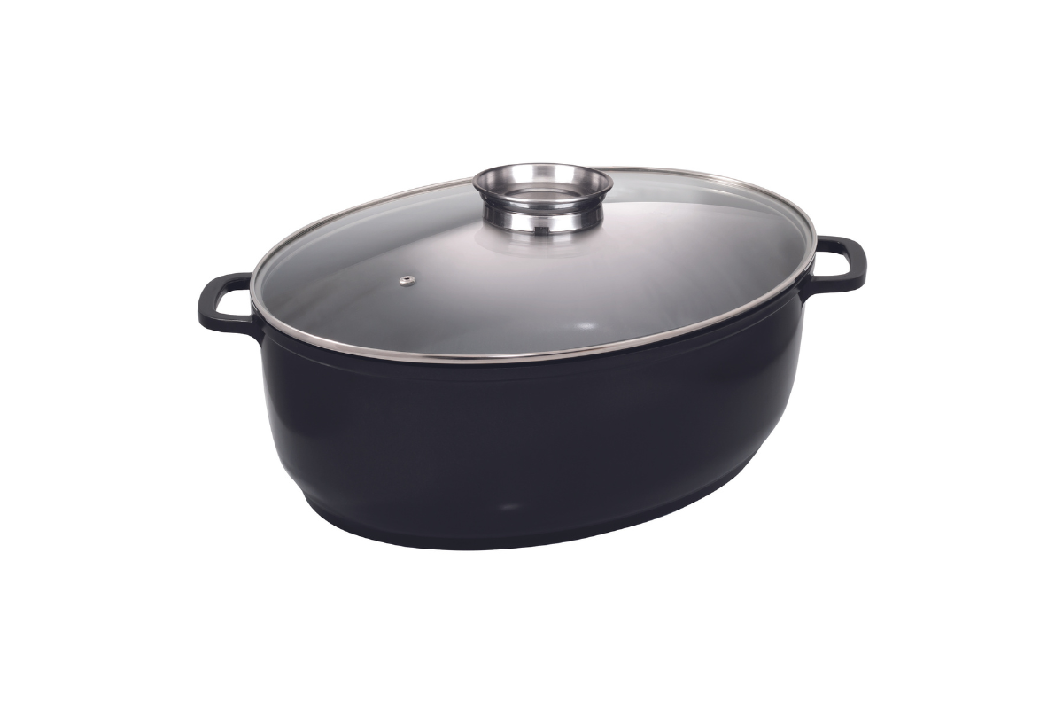 Cocotte ovale Jumbo 43 x 33 x 13,8 cm avec couvercle verre Baumalu - Mathon - 1