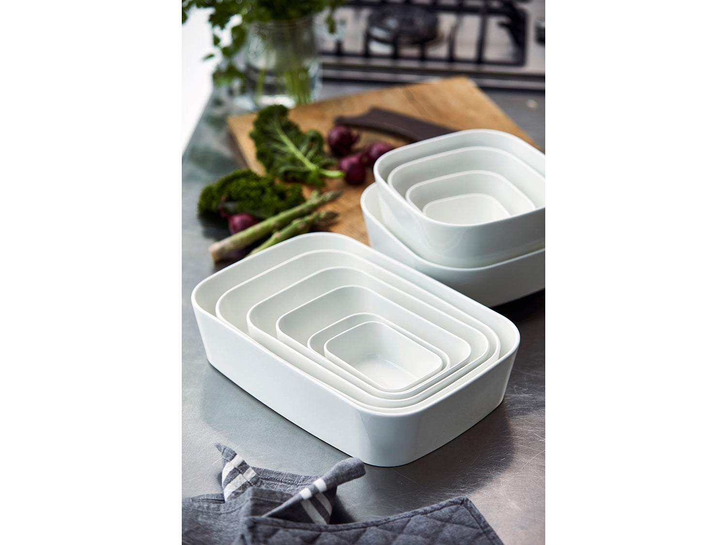 Plat à four MODULA en porcelaine Blanc Rosti - Mathon - 9