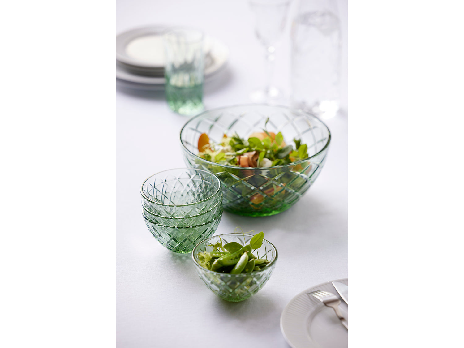 Saladier SORRENTO en verre Vert Lyngby Glas - Mathon - 8