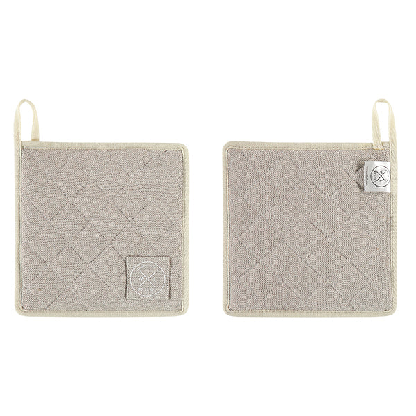 Paire de maniques de cuisine en coton recyclé beige Witloft - Mathon - 1