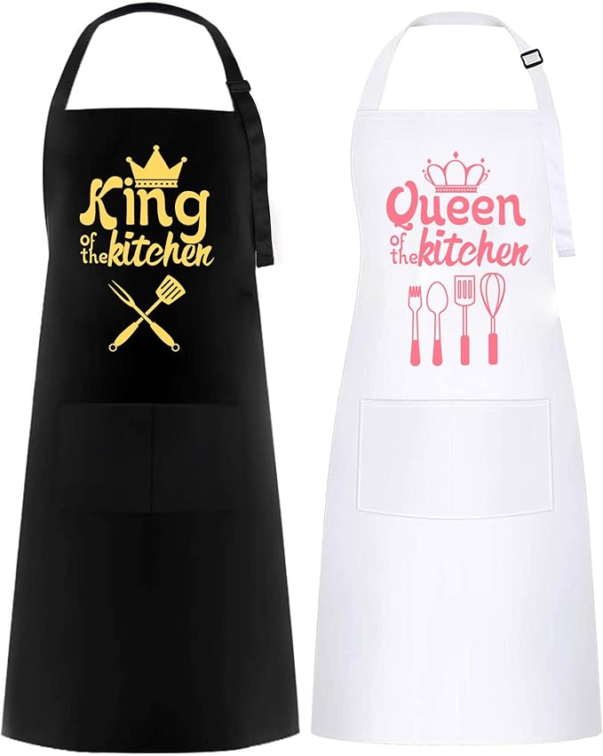 Tabliers Couple Blanc & Noir – Cadeau Romantique Vendos85 - Mathon