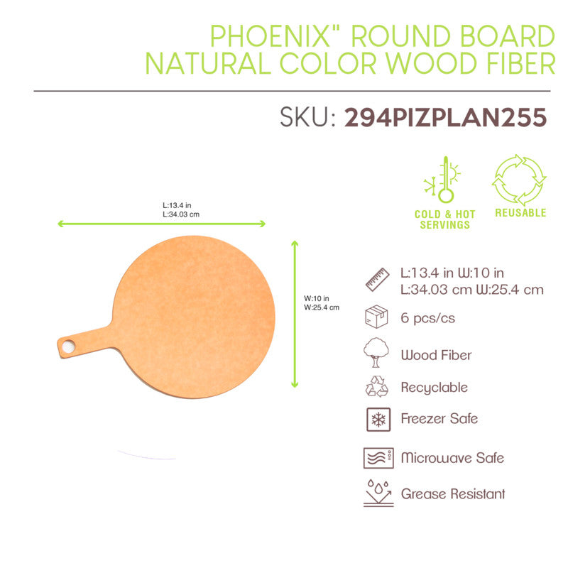 4Pcs - Phoenix  Planche ronde couleur naturel en fibre de bois 460x355x6mm FirstPack - Mathon - 3
