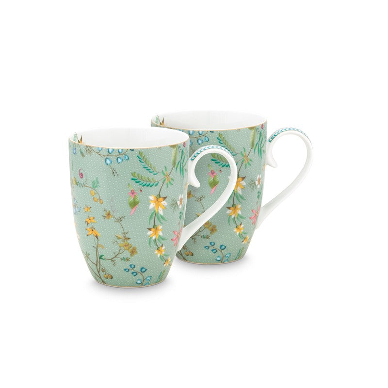 Coffret 2 grand mug Jolie fleurs bleu or 350ml Pip Studio - Mathon