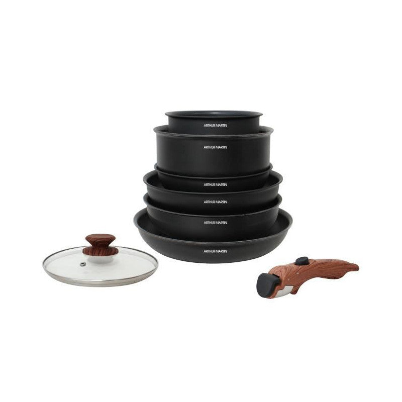 Batterie De Cuisine 8 Pieces   - Aluminium - Poignée Bois - Tous Feux Dont Induction Arthur Martin - Mathon - 1
