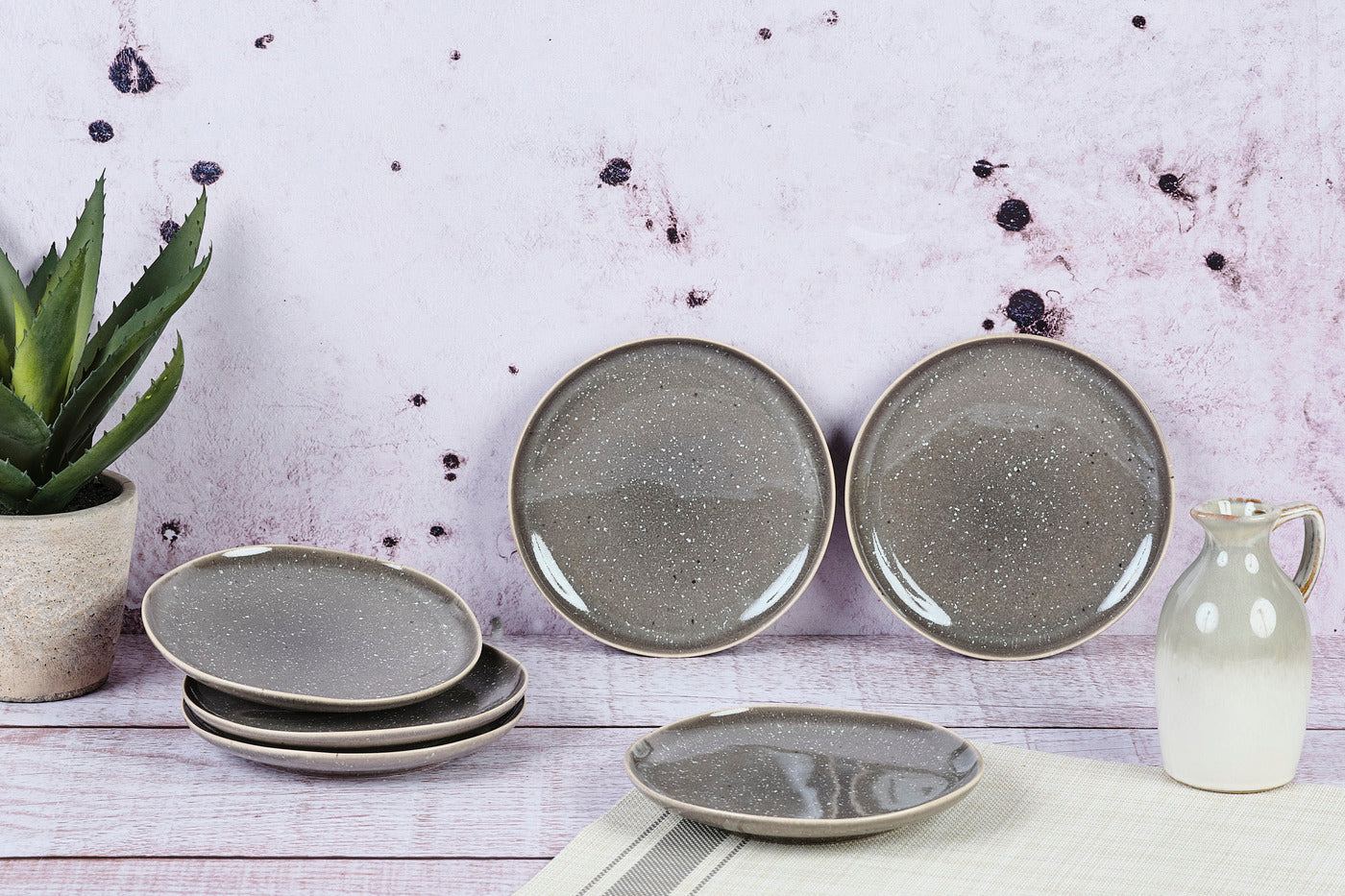 Lot de 6 assiettes à pain en grès gris D18 Björn - Mathon - 2