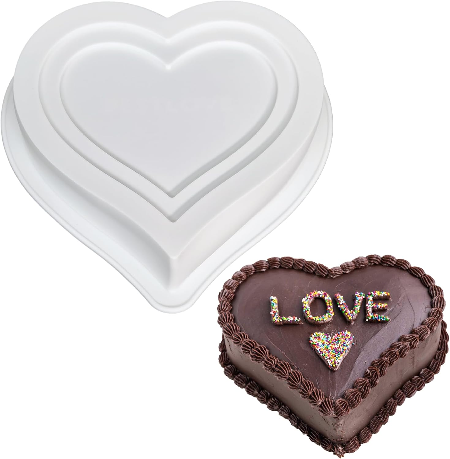 Moule À Gâteau Silicone Forme De Coeur 20 x 20 CM Vendos85 - Mathon