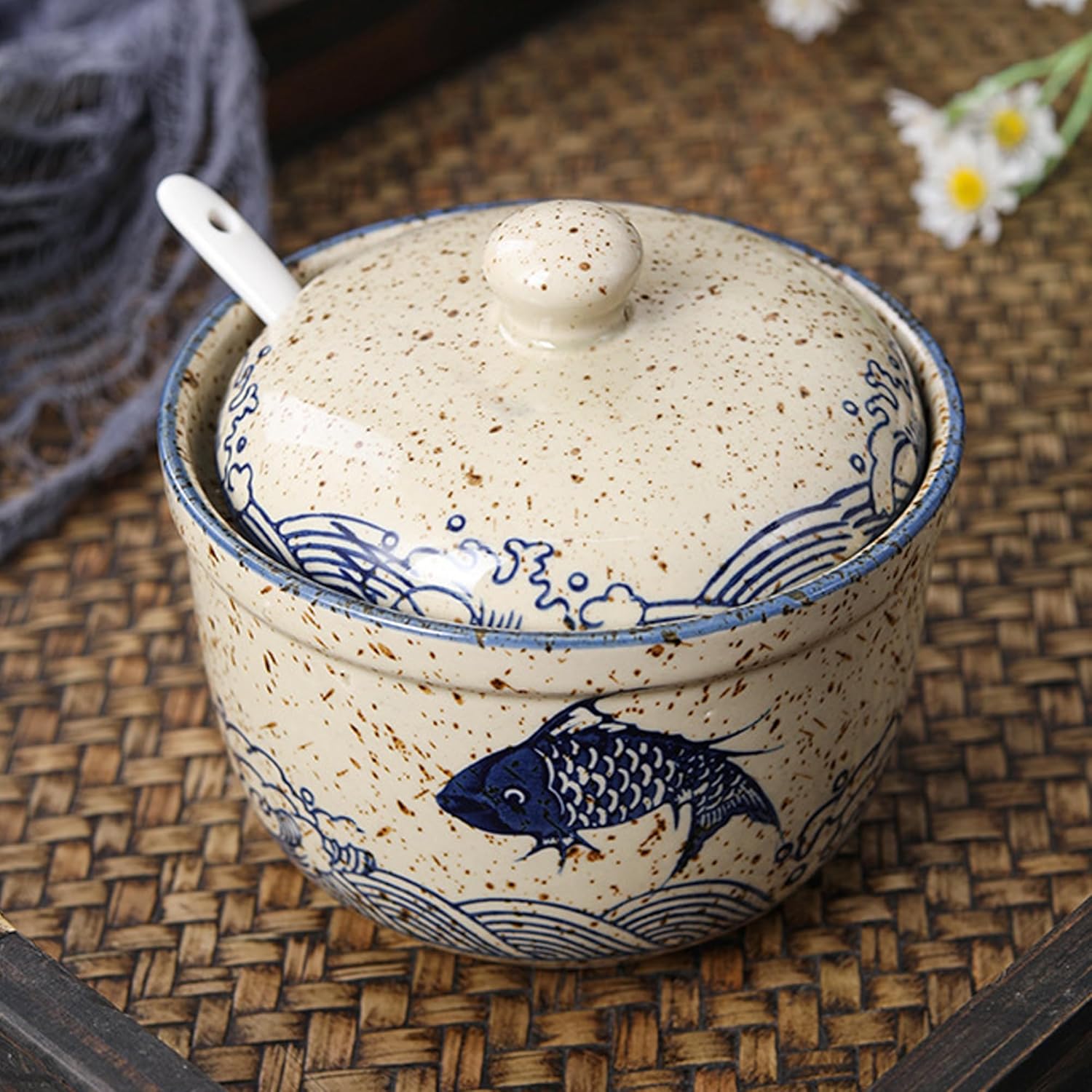 Sucrier en céramique 400 ml avec cuillère Vendos85 - Mathon