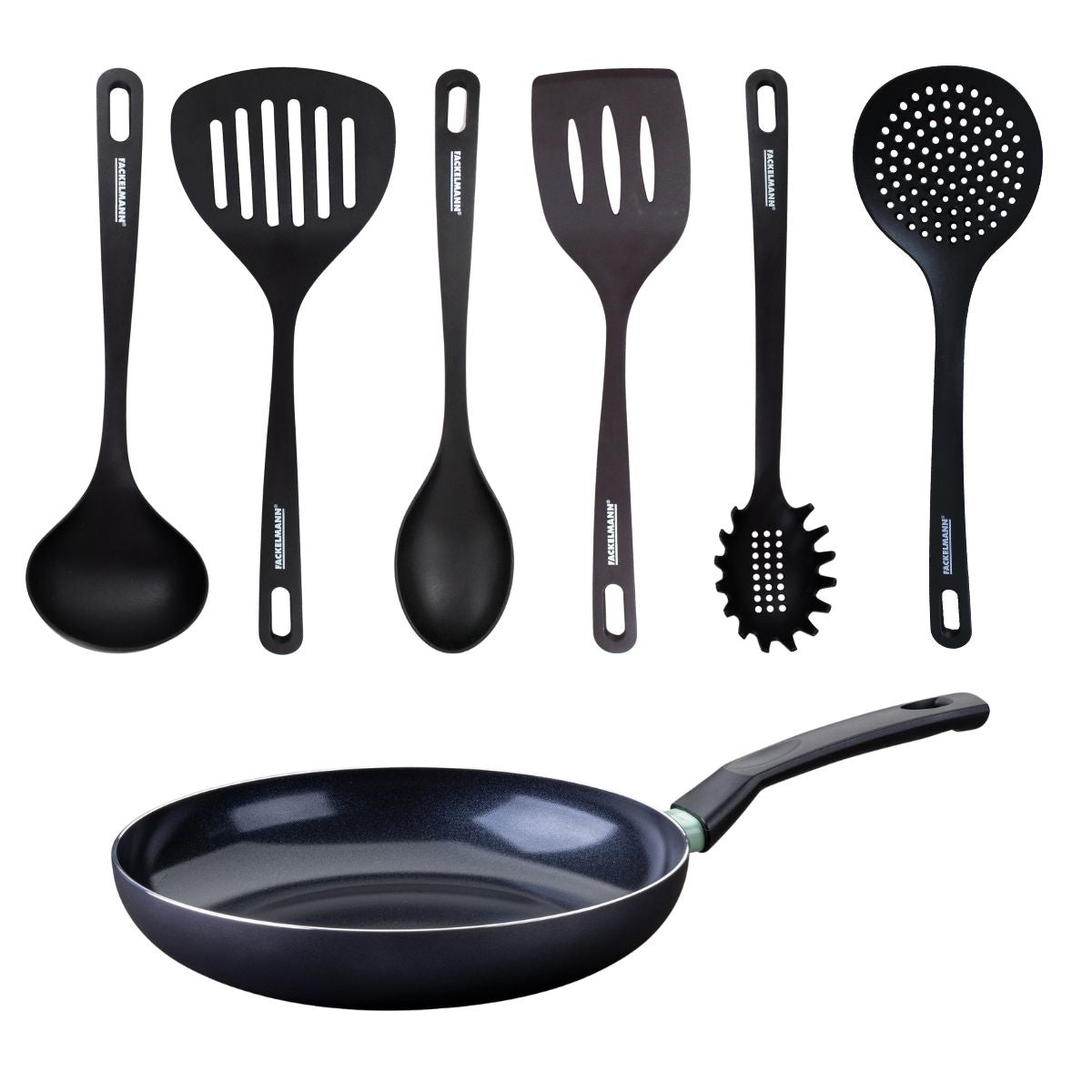 Set poêle antiadhésive céramique 28 cm et 6 ustensiles  Brandao Fackelmann - Mathon - 1
