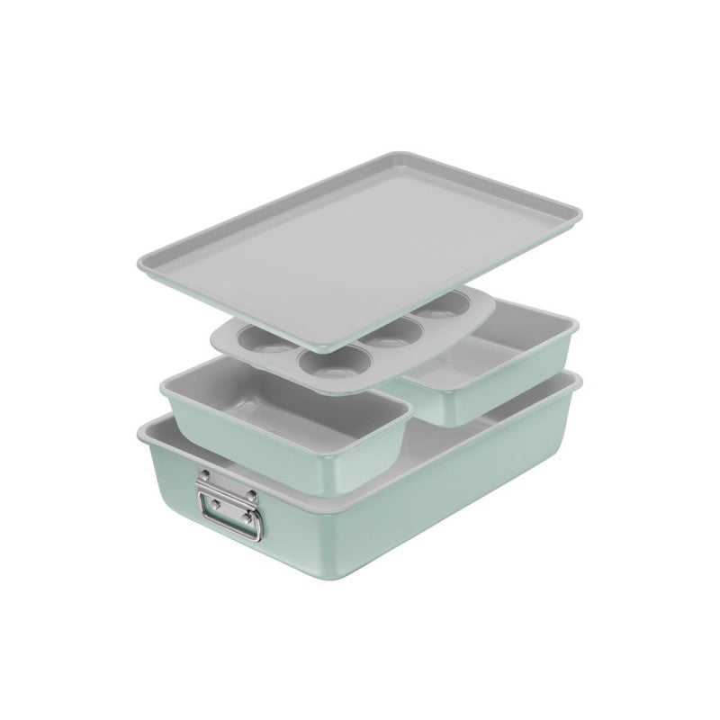 Set 5 Pieces   Ceramik, Moules Empilables J175s504 Vert Tefal - Mathon