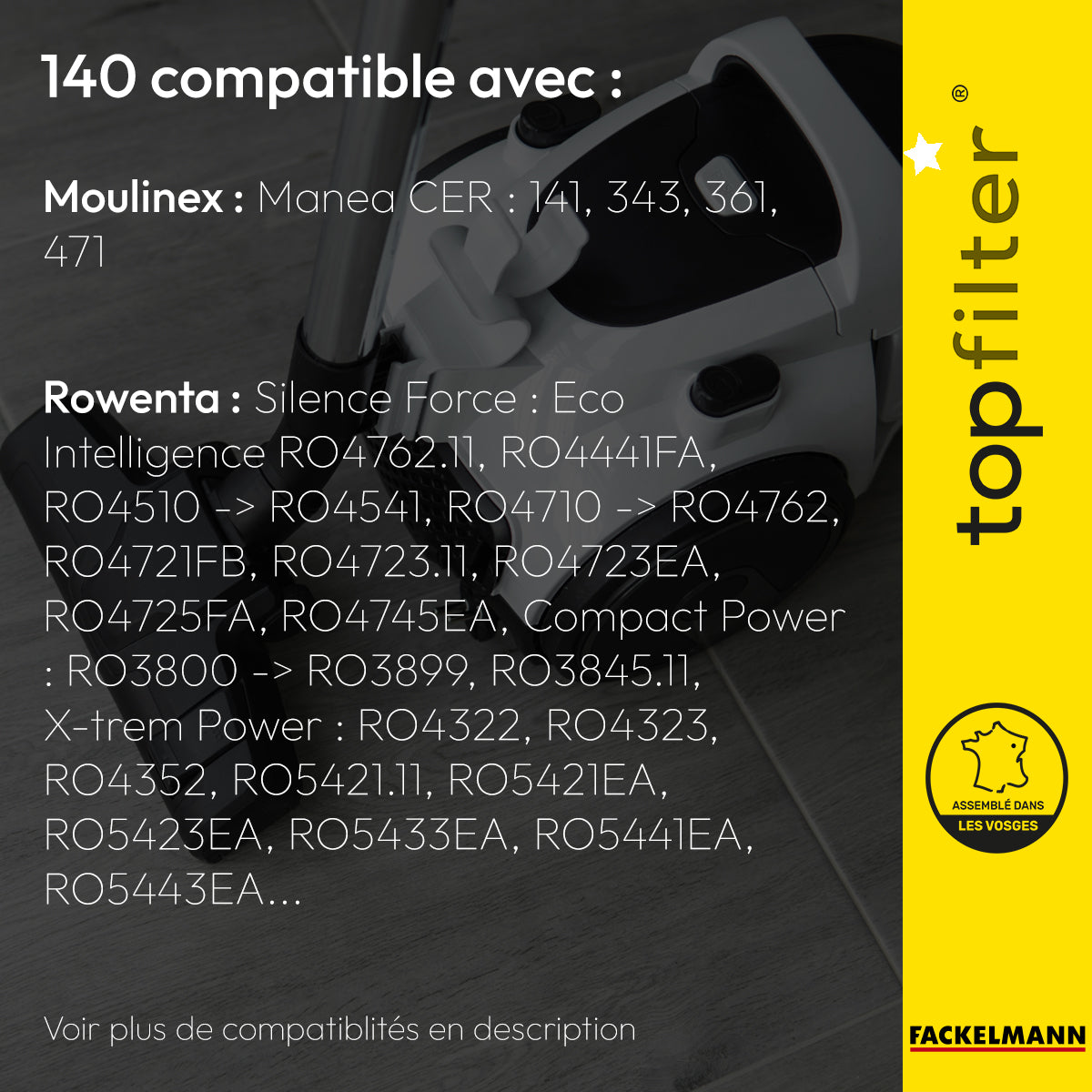 4 sacs aspirateur Rowenta Silence Force Moulinex TopFilter Premium TopFilter - Mathon - 2