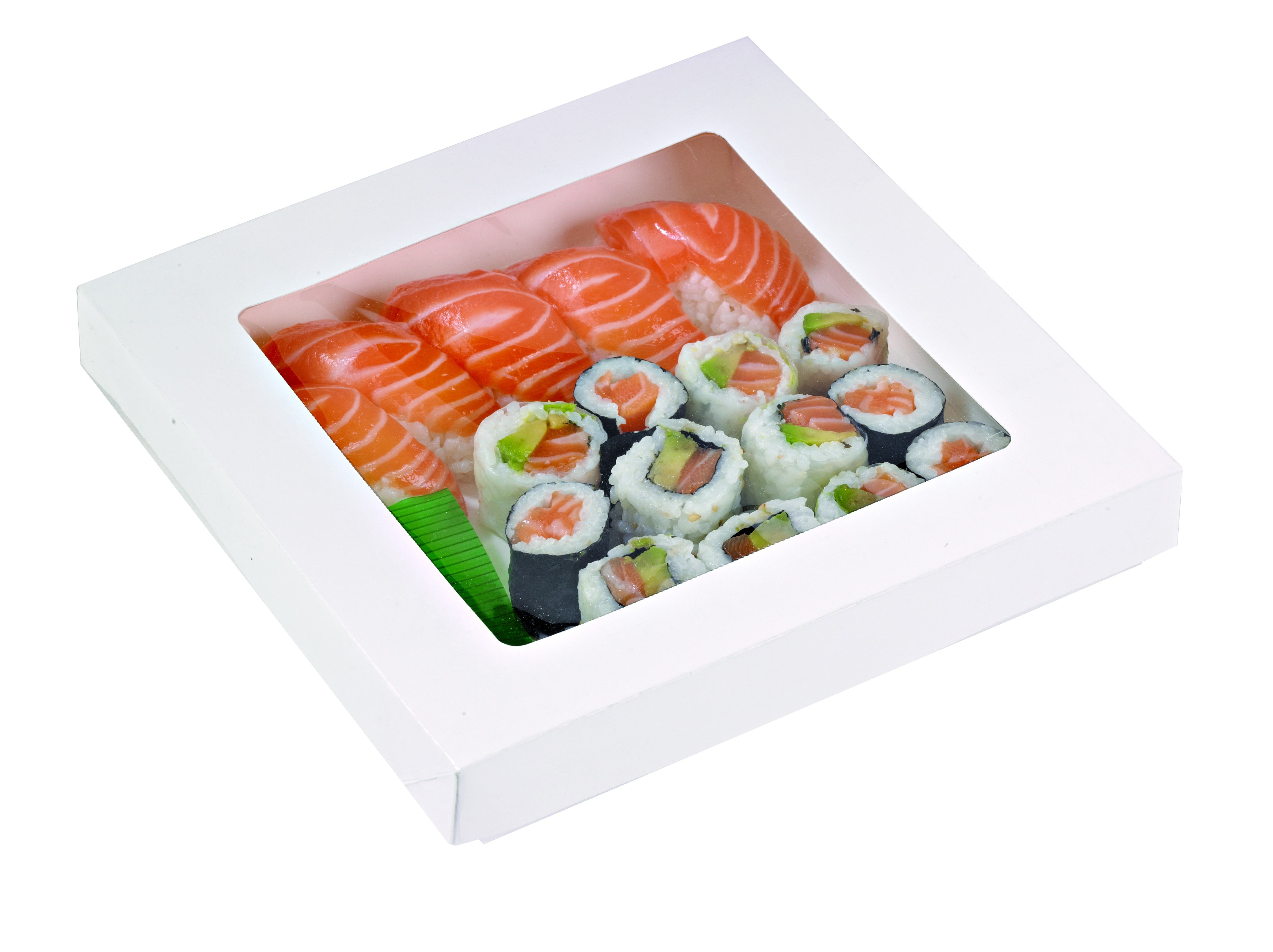 50Pcs - Boite "Kray" carrée carton blanc avec couvercle à fenêtre  205x205x40mm 1450ml FirstPack - Mathon - 3