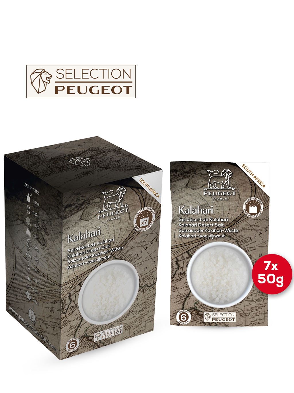 Kalahari Sel désert de Kalahari, 350g - 7 sachets fraicheur de 50g Peugeot - Mathon - 1