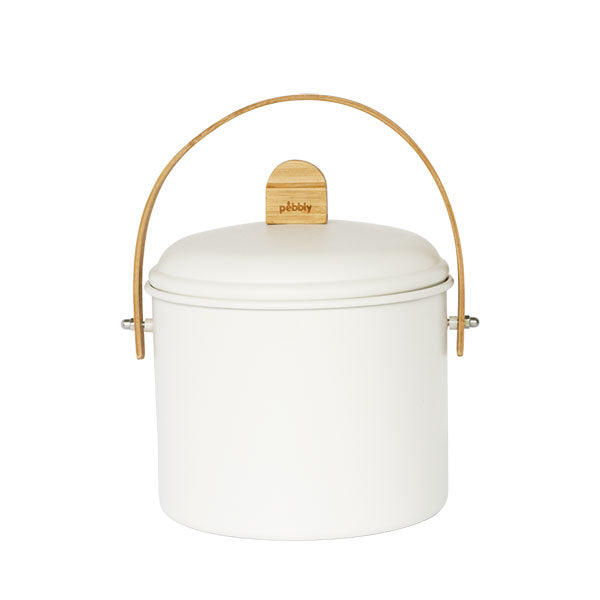 Seau à compost en acier et anse en bambou 3,5 L Pebbly - Mathon - 1