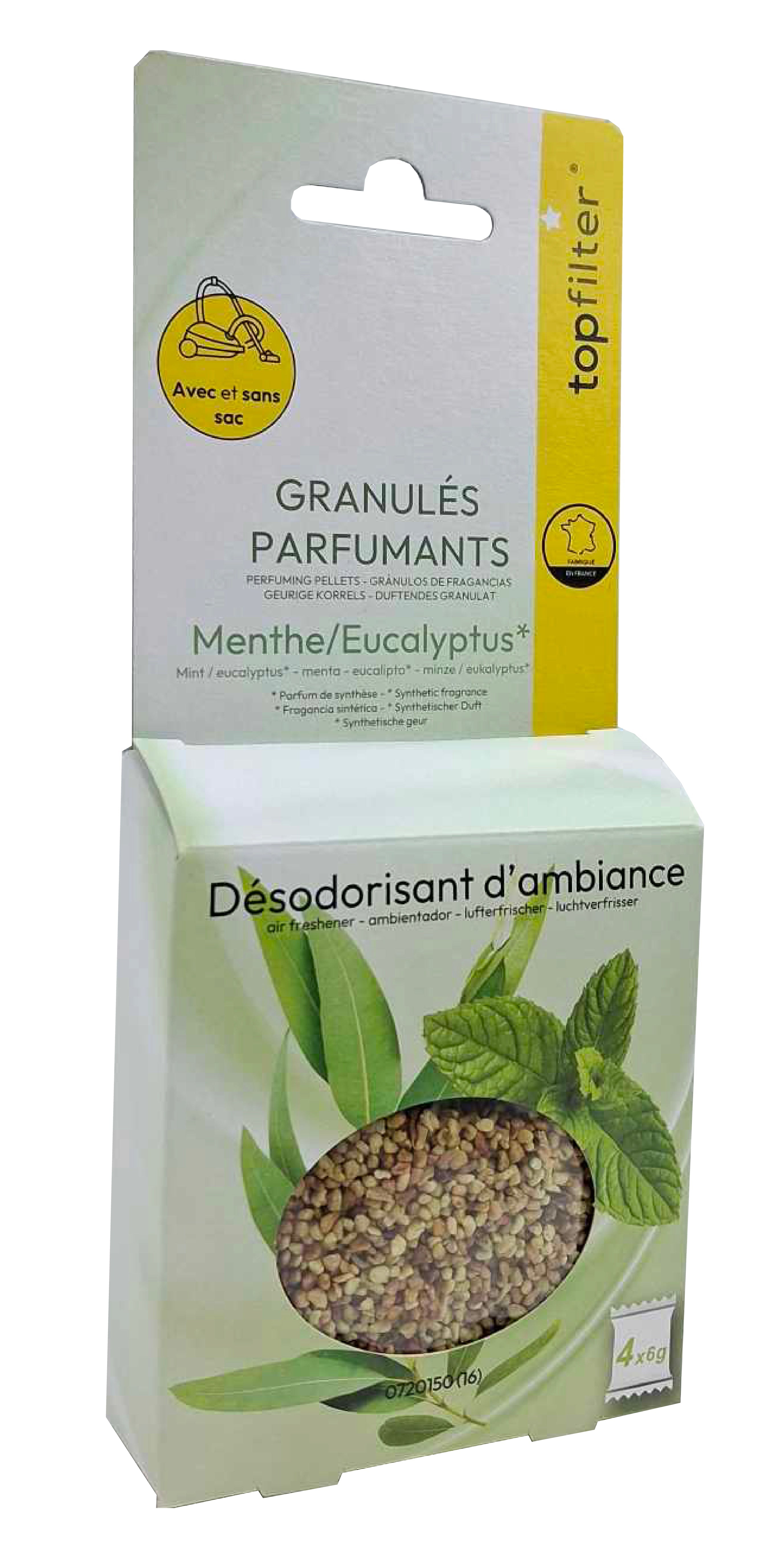 Lot de 4 sachets de parfum pour aspirateur odeur menthe/eucalyptus TopFilter TopFilter - Mathon - 1