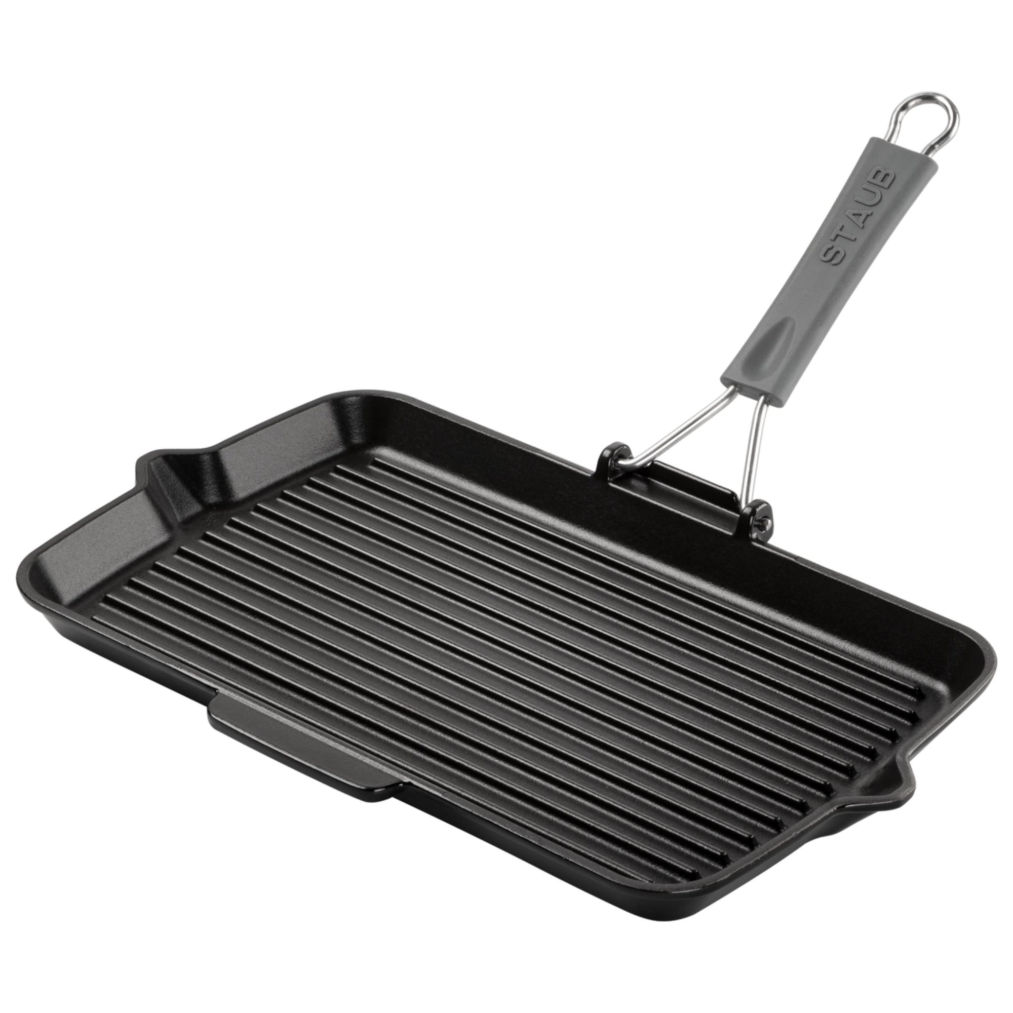 Gril en Fonte Staub, Rectangulaire, 34x21 cm, manche silicone, Noir Mat Staub - Mathon - 1