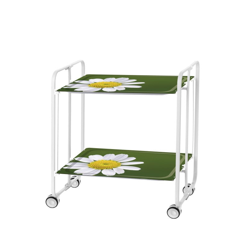 Desserte pliante 2 niveaux avec roulettes – structure blanche, bauhaus Don Hierro - Mathon - 1