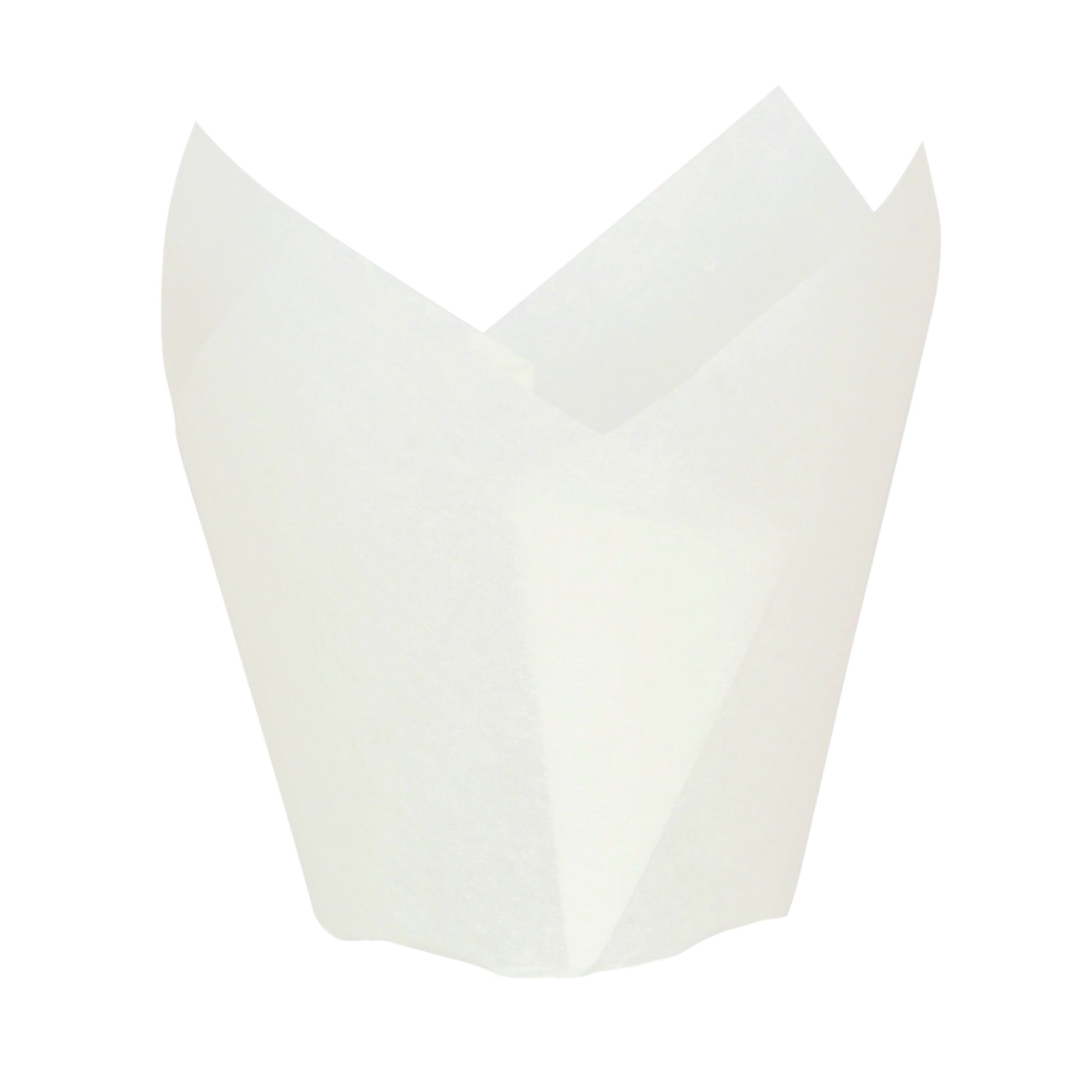 100Pcs - Caissette de cuisson forme tulipe en papier blanc siliconé   H95mm FirstPack - Mathon - 1
