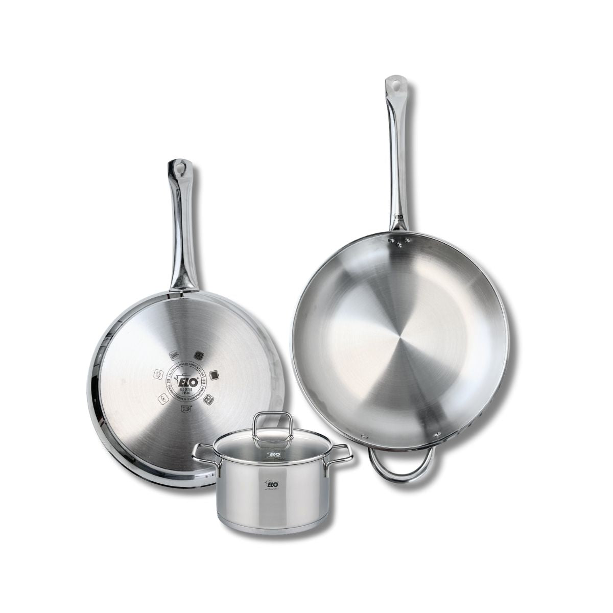 Ensemble de 2 Poêles de cuisson 28 et 32 cm et 1 faitout 16 cm  Profi Citrin Elo - Mathon - 1