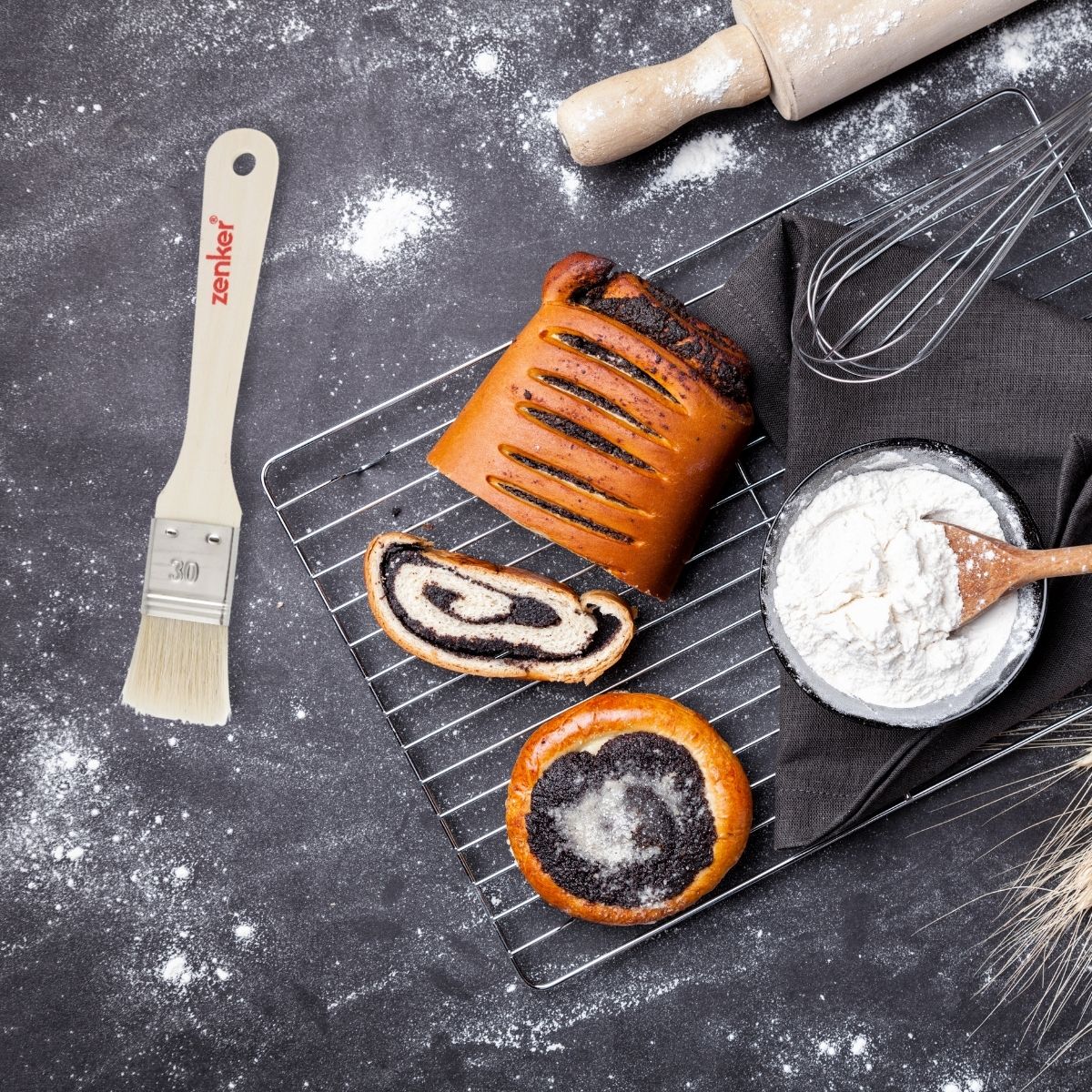 Ensemble de 2 Pinceaux de cuisine et de pâtisserie 19 cm en poils naturels Zenker Zenker - Mathon - 2