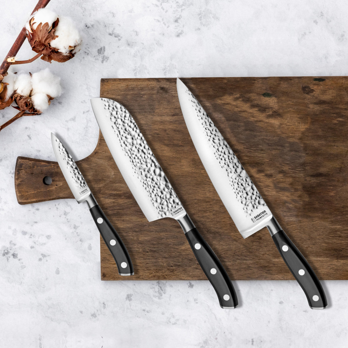 Carbon - Set de 3 couteaux de cuisine Sabatier Trompette - Mathon - 6