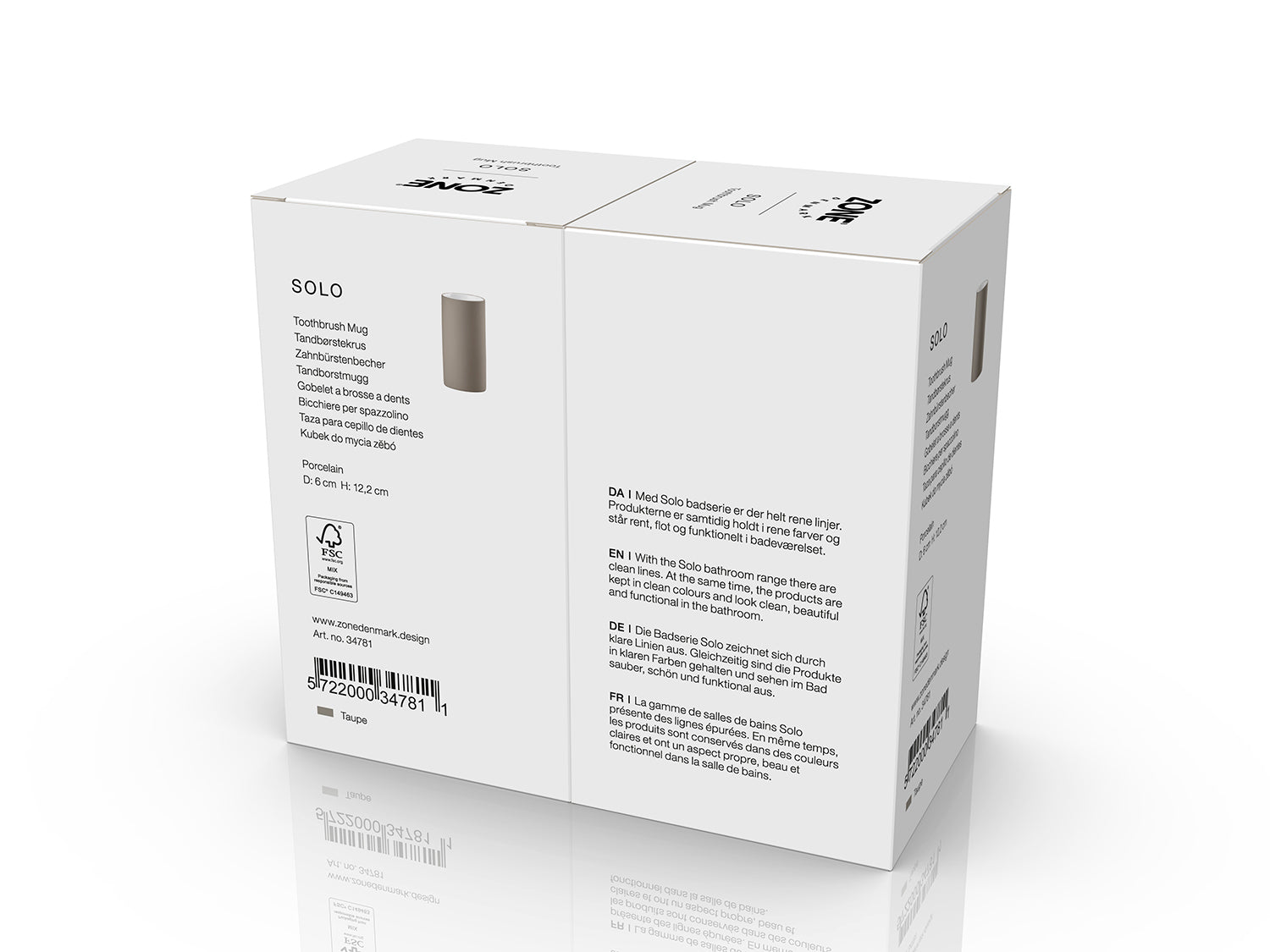 Gobelet pour brosse à dents Solo en Porcelaine Taupe Zone Denmark - Mathon - 5