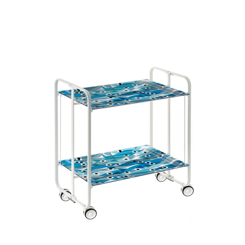 Desserte pliante 2 niveaux avec roulettes – structure blanche, bauhaus Don Hierro - Mathon - 1